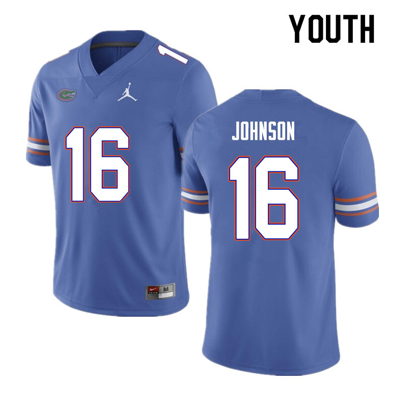 Youth #16 Tre'Vez Johnson Florida Gators College Football Jerseys Sale-Blue - Click Image to Close